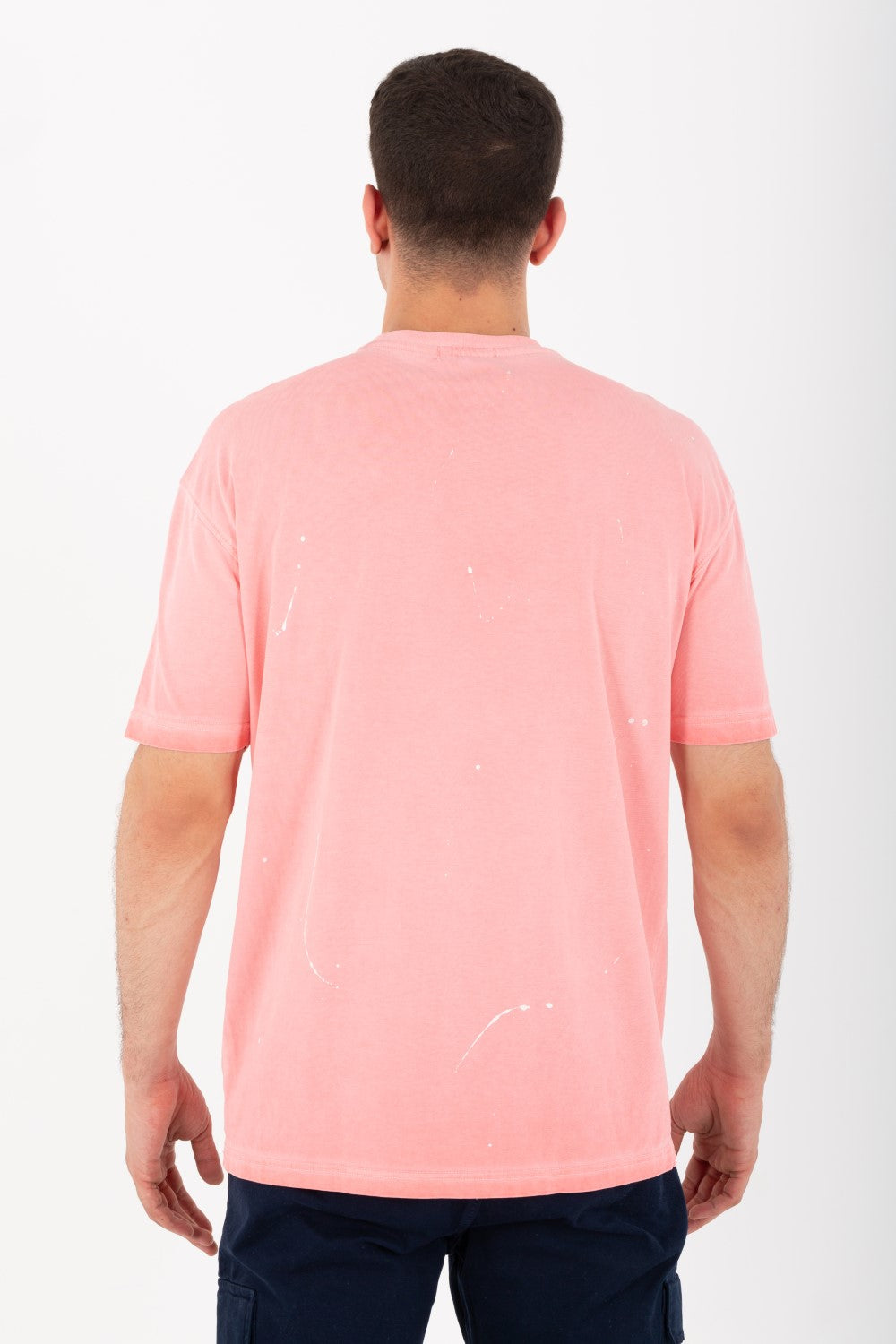 تي شيرت رجالي كبير الحجم بياقة دائرية وأكمام نصفية