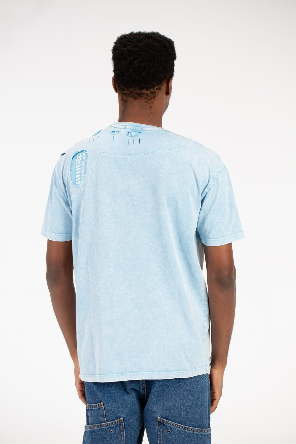 تي شيرت رجالي كبير الحجم مغسول ومقطع