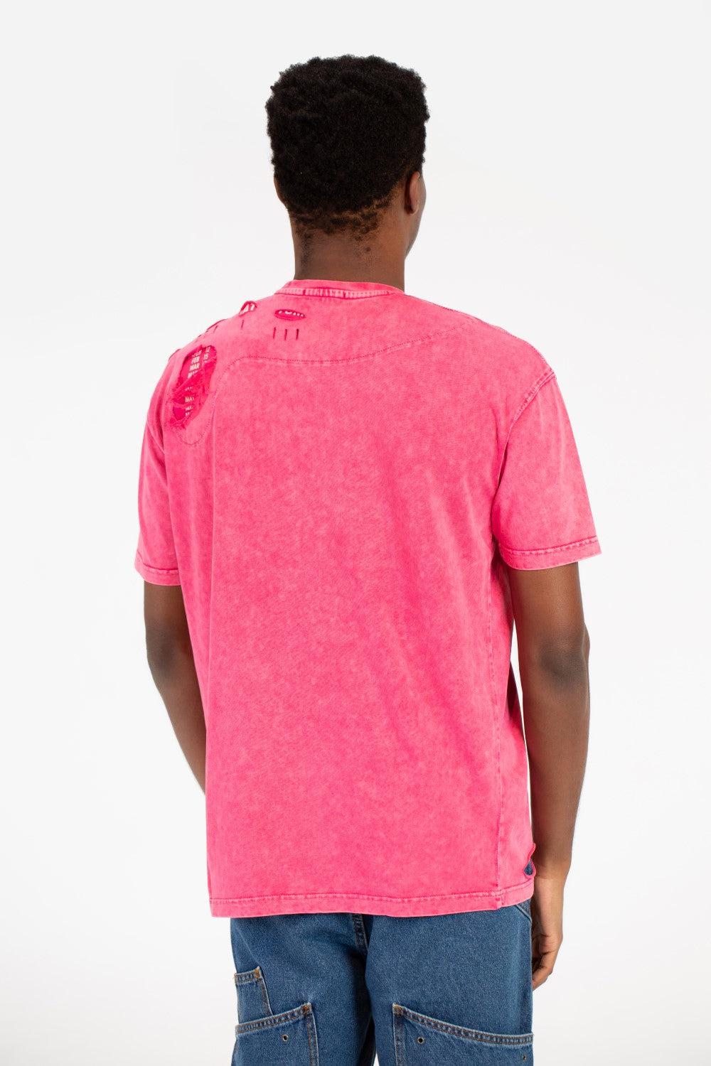 تي شيرت رجالي كبير الحجم مغسول ومقطع