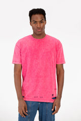 تي شيرت رجالي كبير الحجم مغسول ومقطع