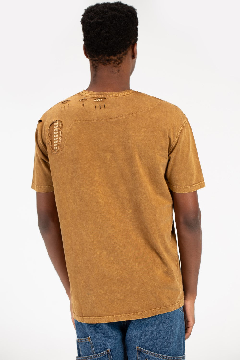 تي شيرت رجالي كبير الحجم مغسول ومقطع