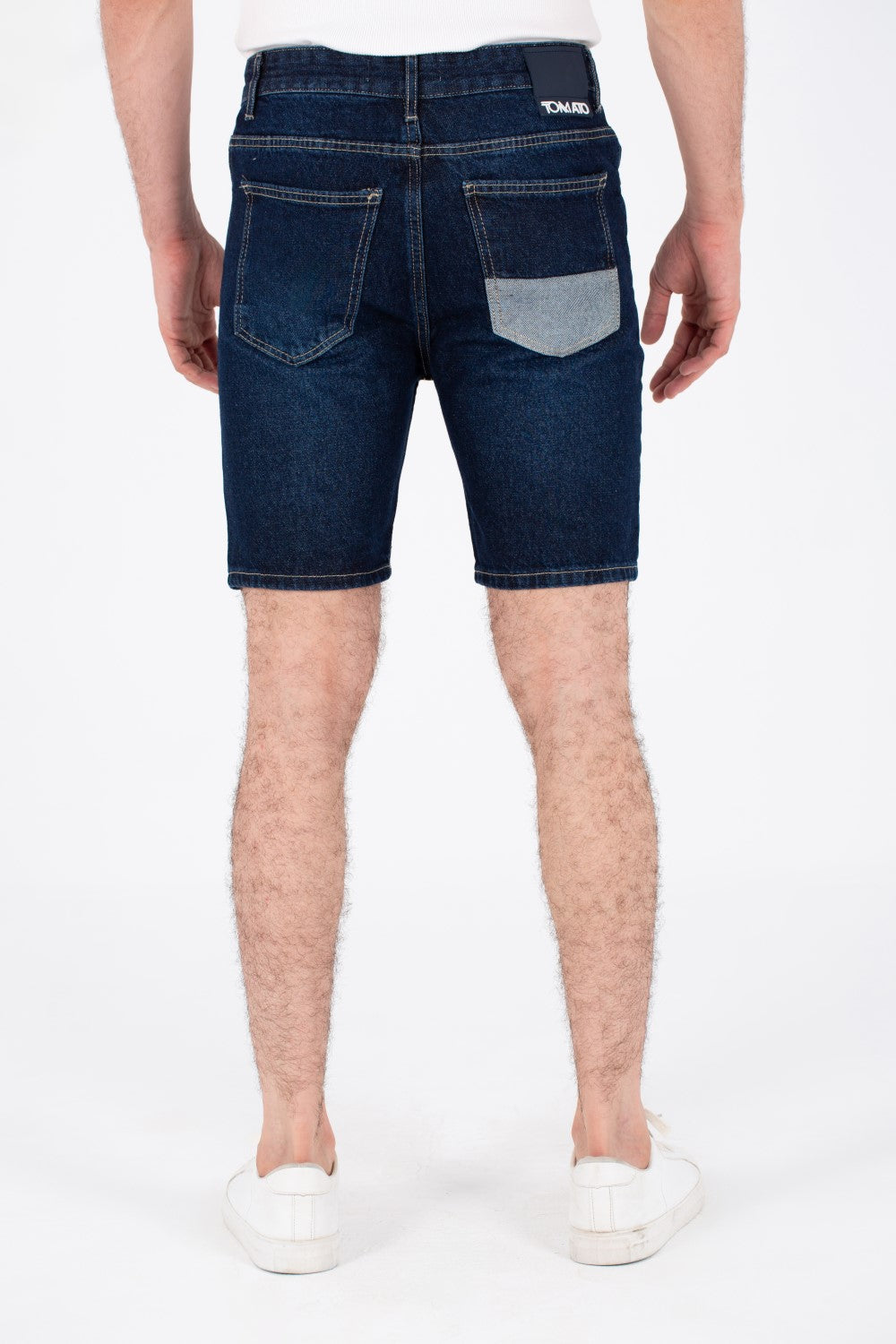 Mens Denim Cutting Short With Five Pockets And Tomato Patch At The Back