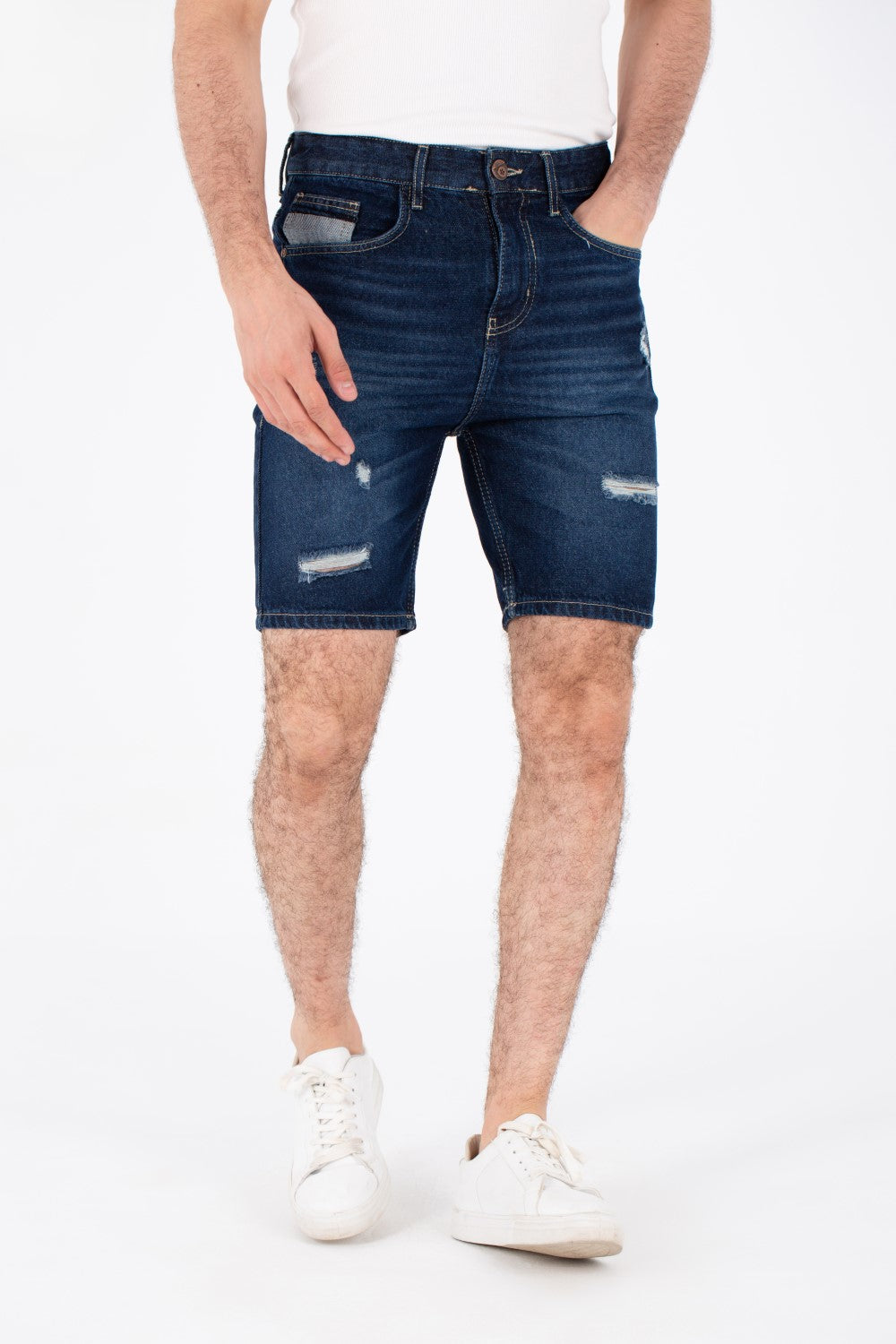Mens Denim Cutting Short With Five Pockets And Tomato Patch At The Back