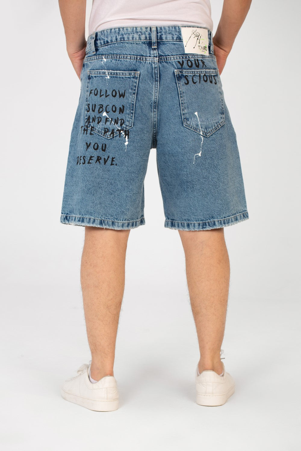 Men's Tomato Cutting Printed Five Pockets Denim Short