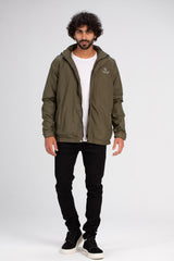 Men's Casual Full Zipper Waterproof Front Print Side Pockets Jacket With Unique Style