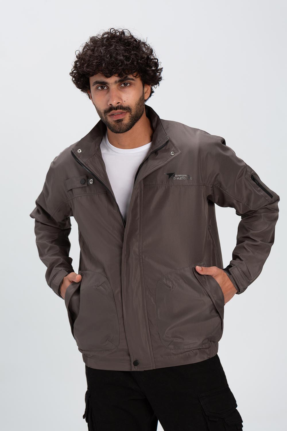 Men's Casual Full Zipper Front & Back Printed Waterproof Jacket With Unique Style