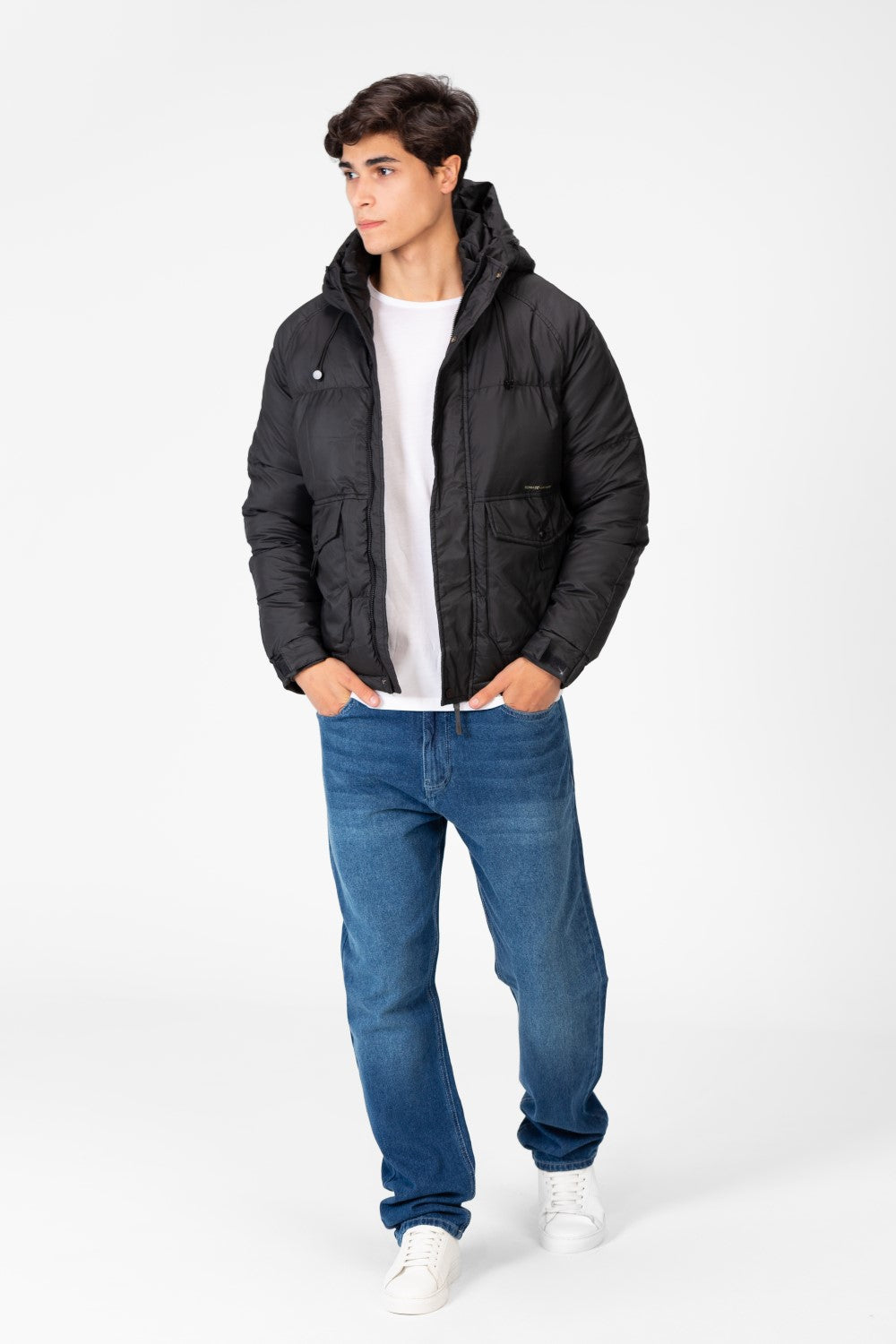 Men's Waterproof Hood Jacket With Front Pockets
