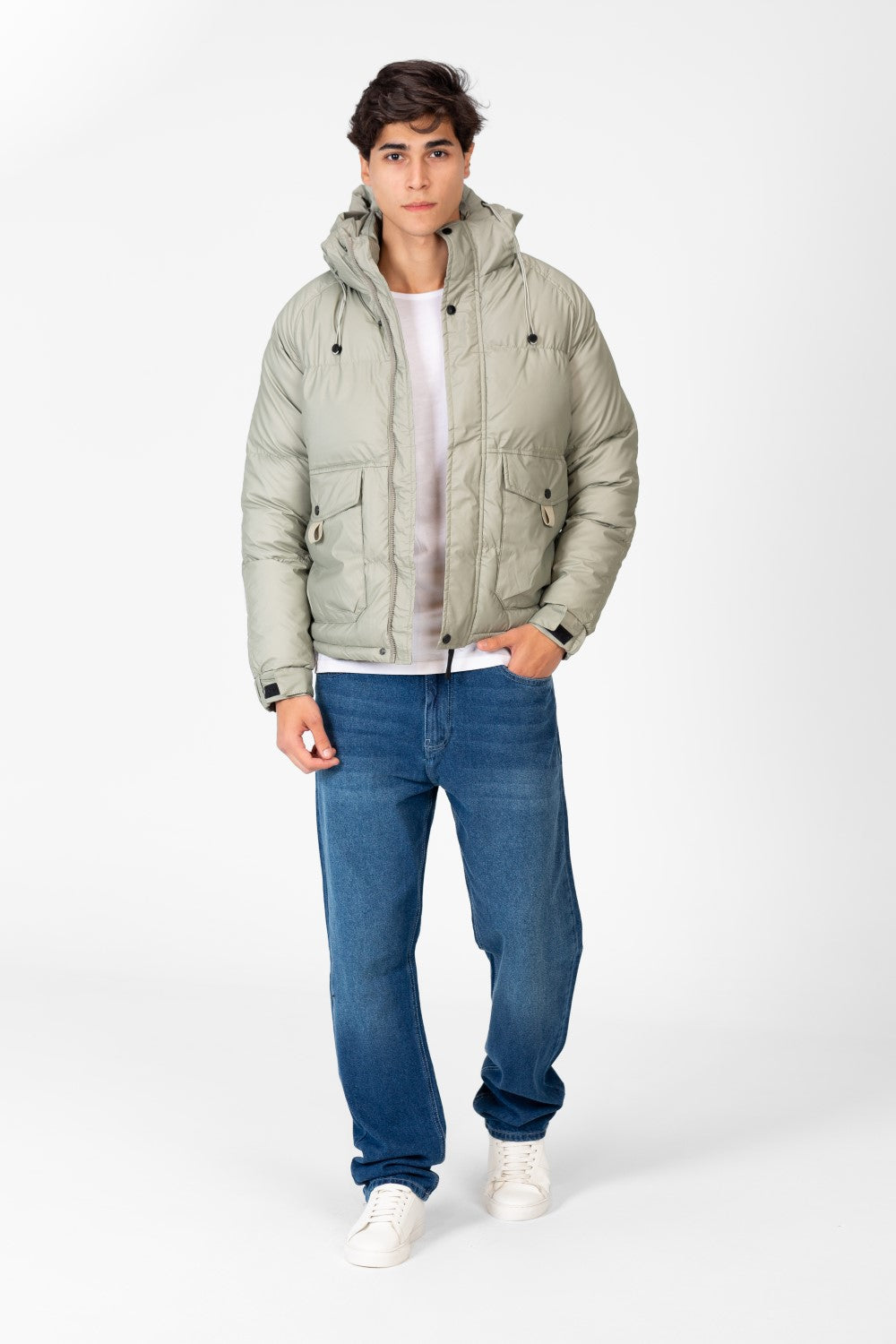 Men's Waterproof Hood Jacket With Front Pockets
