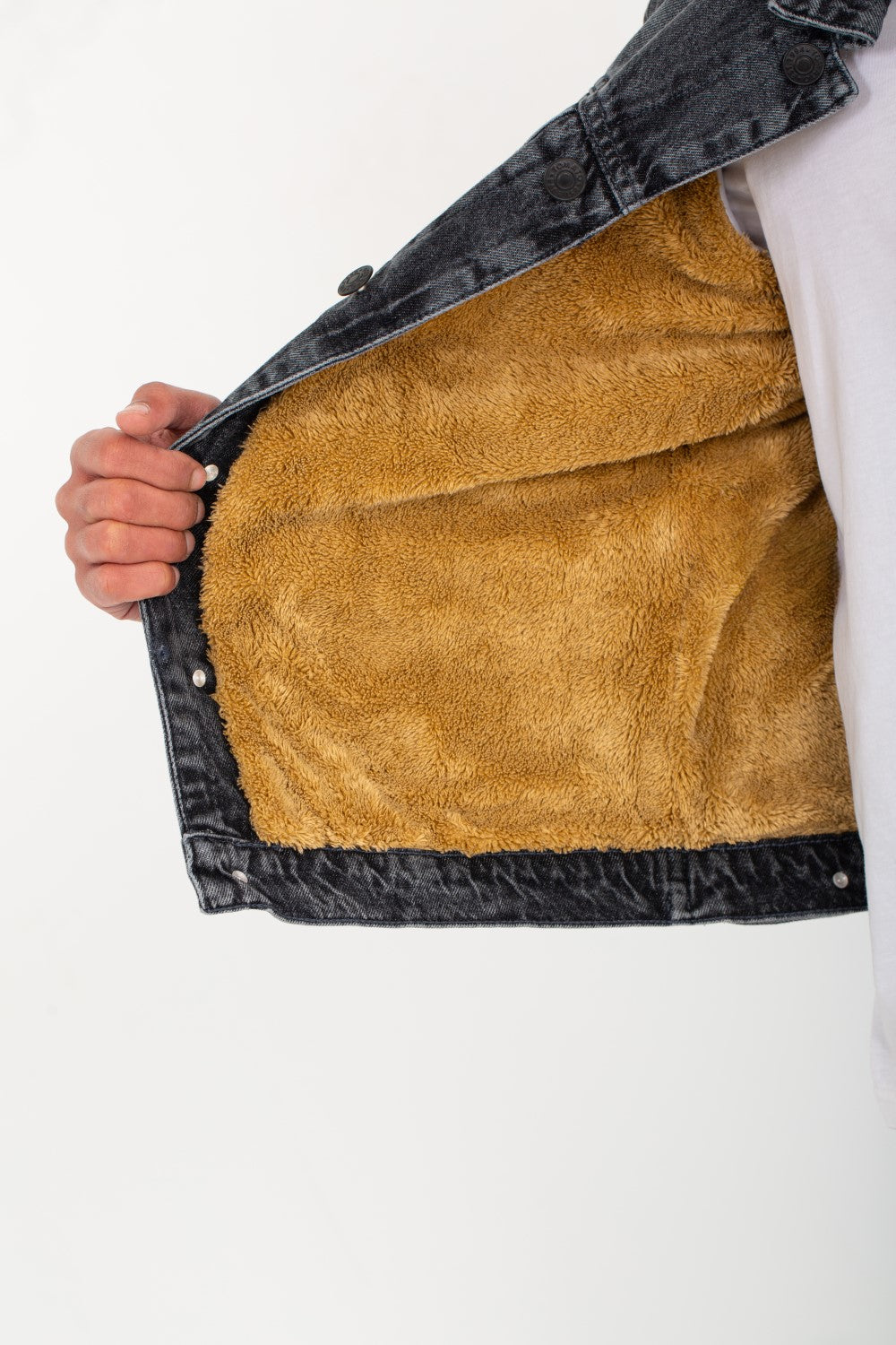 Men's Denim Casual Slim Fit Basic Inside Fur Jackets With Front Pockets