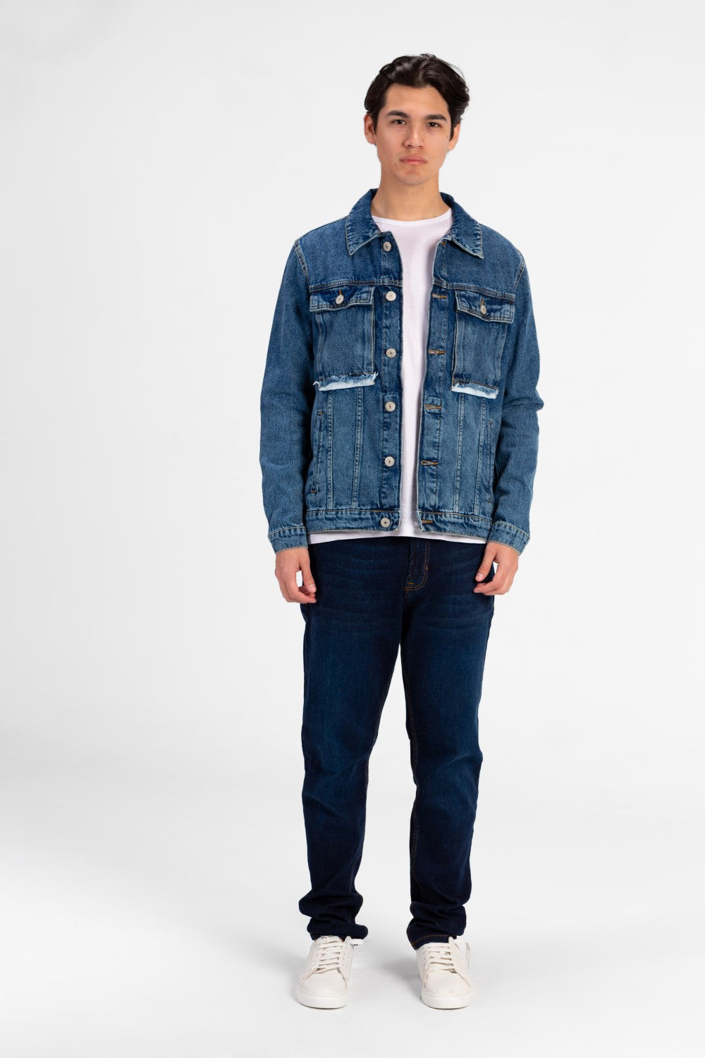 Men's Tomato Long Sleeve Denim Jacket with Pockets