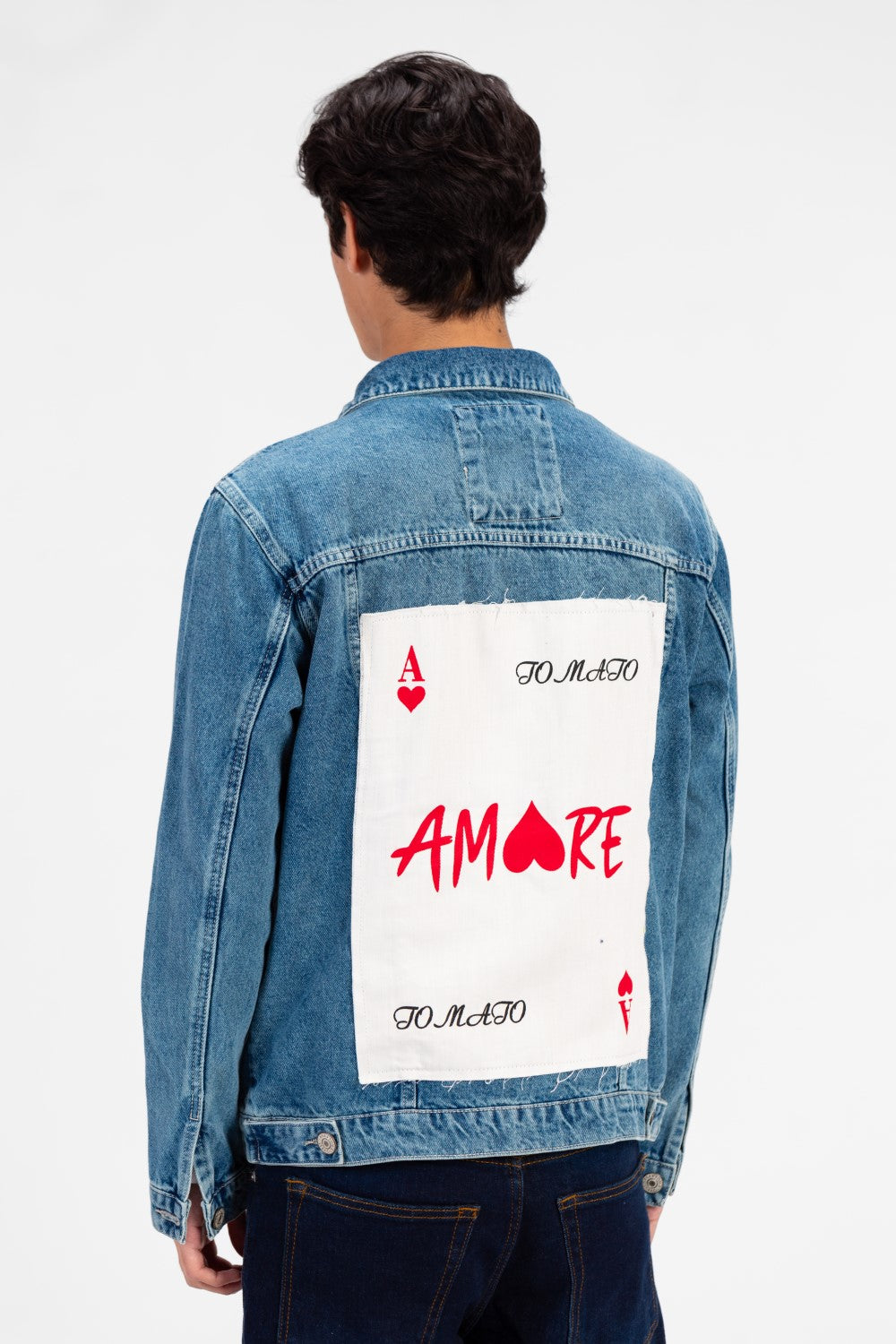 Men's Tomato Long Sleeve Denim Jacket with Pockets