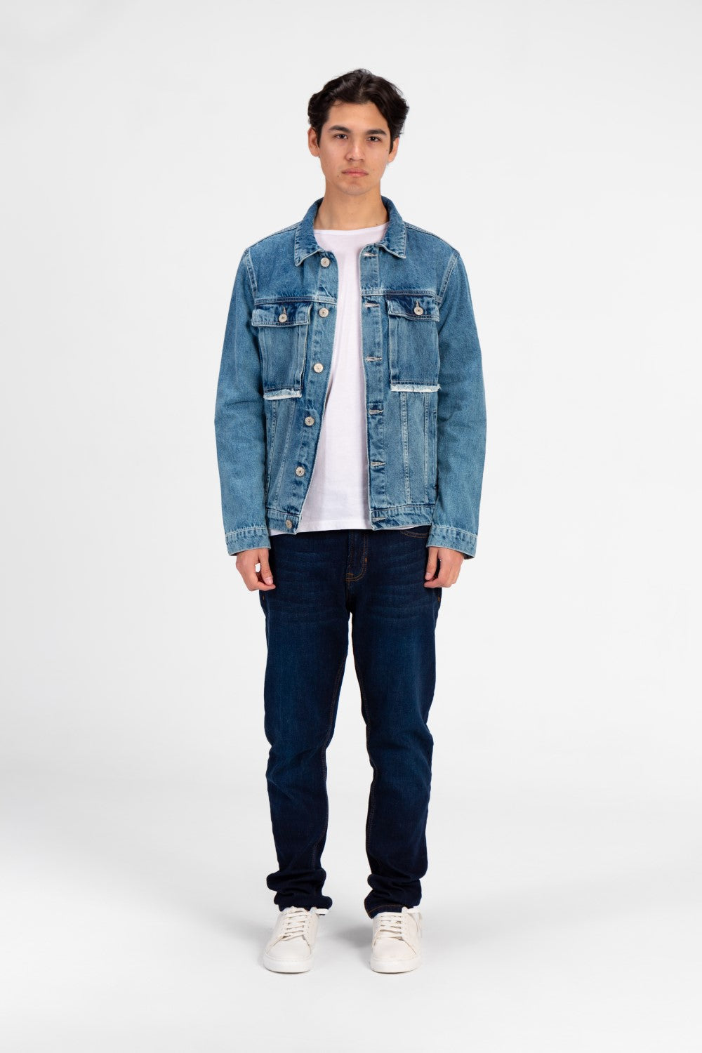 Men's Tomato Long Sleeve Denim Jacket with Pockets