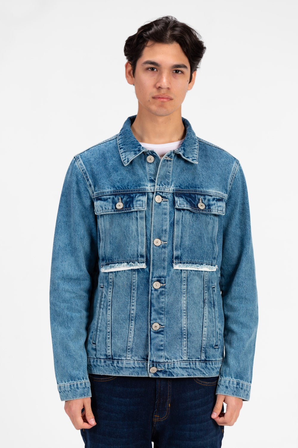 Men's Tomato Long Sleeve Denim Jacket with Pockets