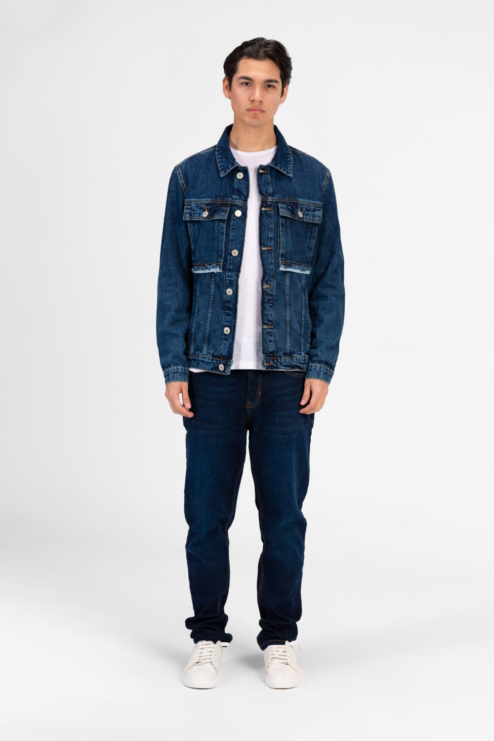 Men's Tomato Long Sleeve Denim Jacket with Pockets