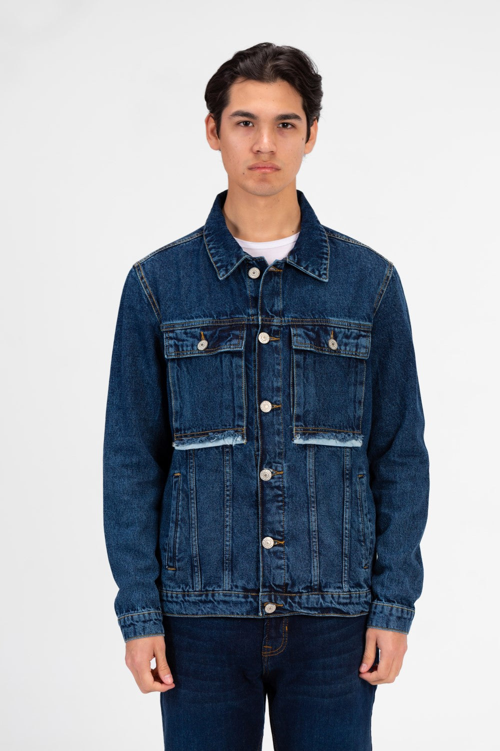 Men's Tomato Long Sleeve Denim Jacket with Pockets