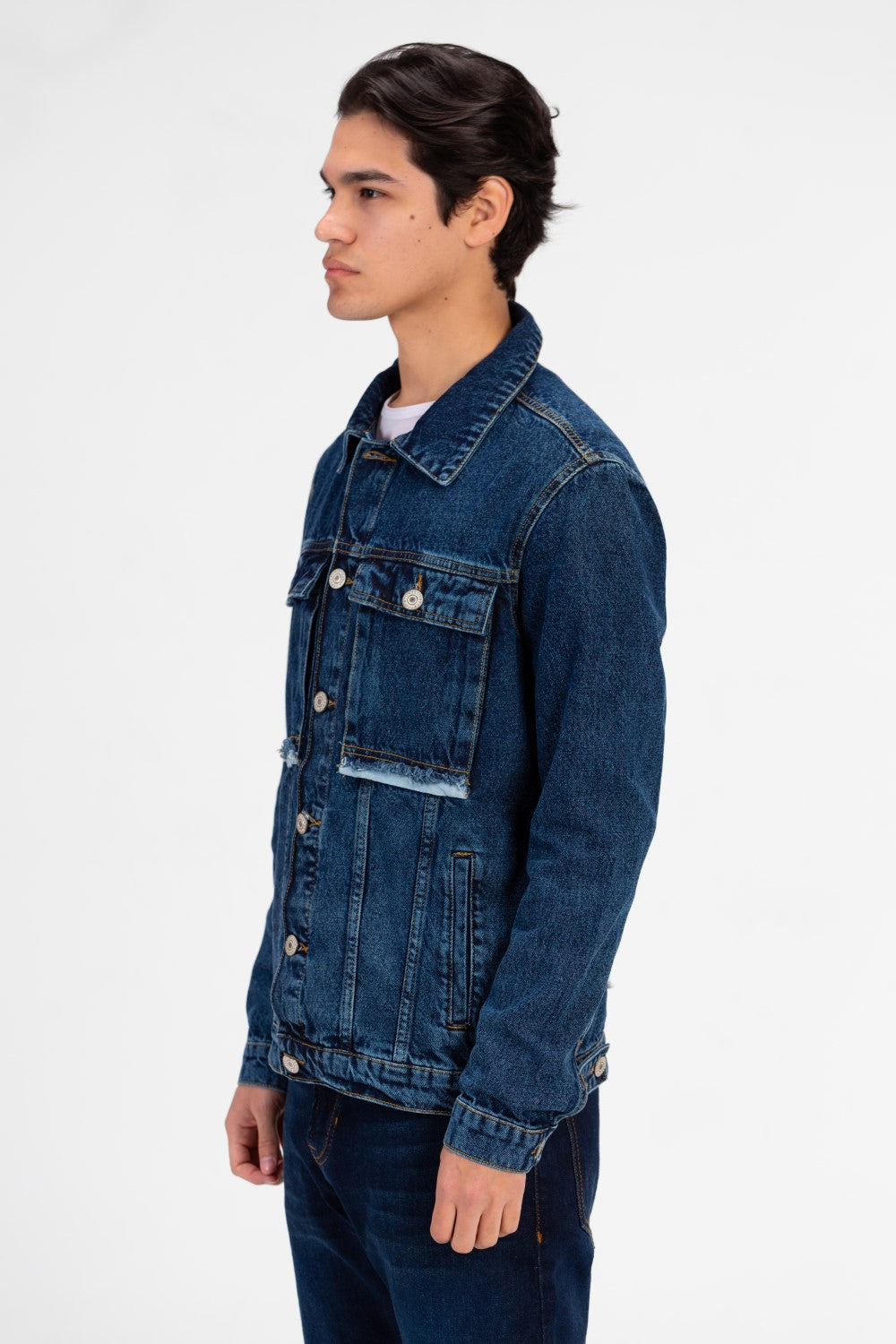 Men's Tomato Long Sleeve Denim Jacket with Pockets
