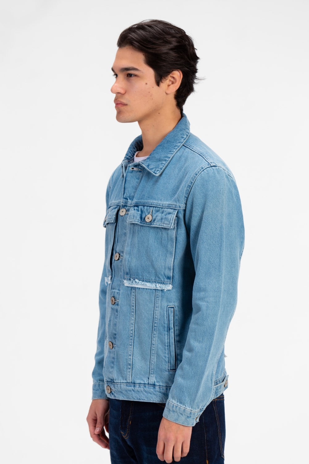 Men's Tomato Long Sleeve Denim Jacket with Pockets