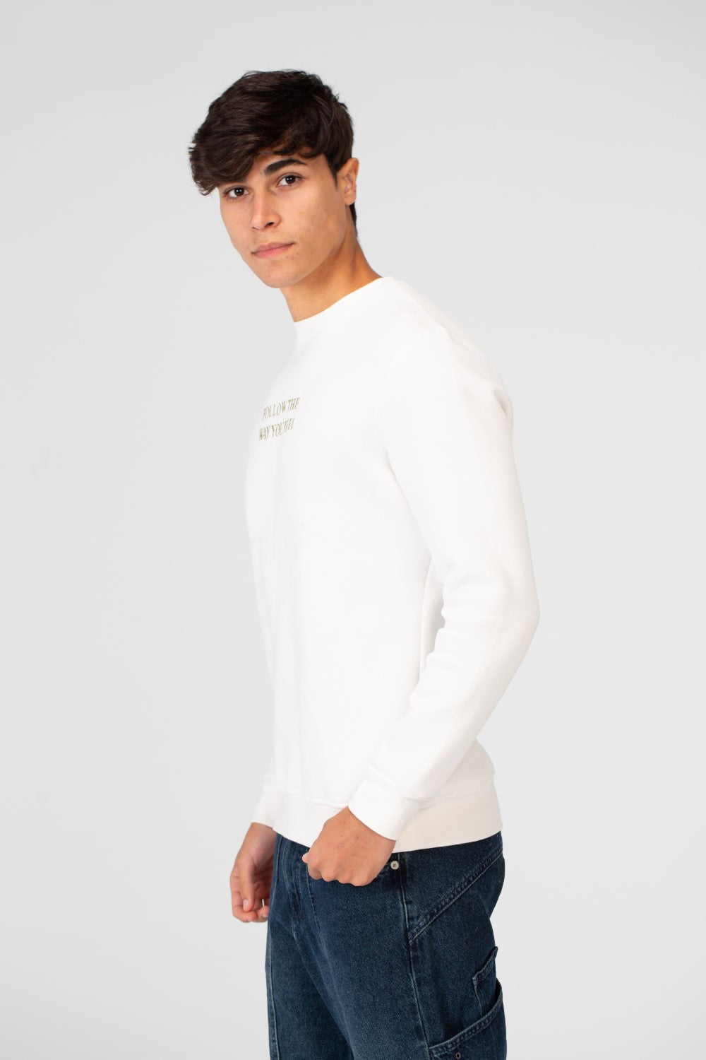 سويت شيرت رجالي مطبوع برقبة دائرية