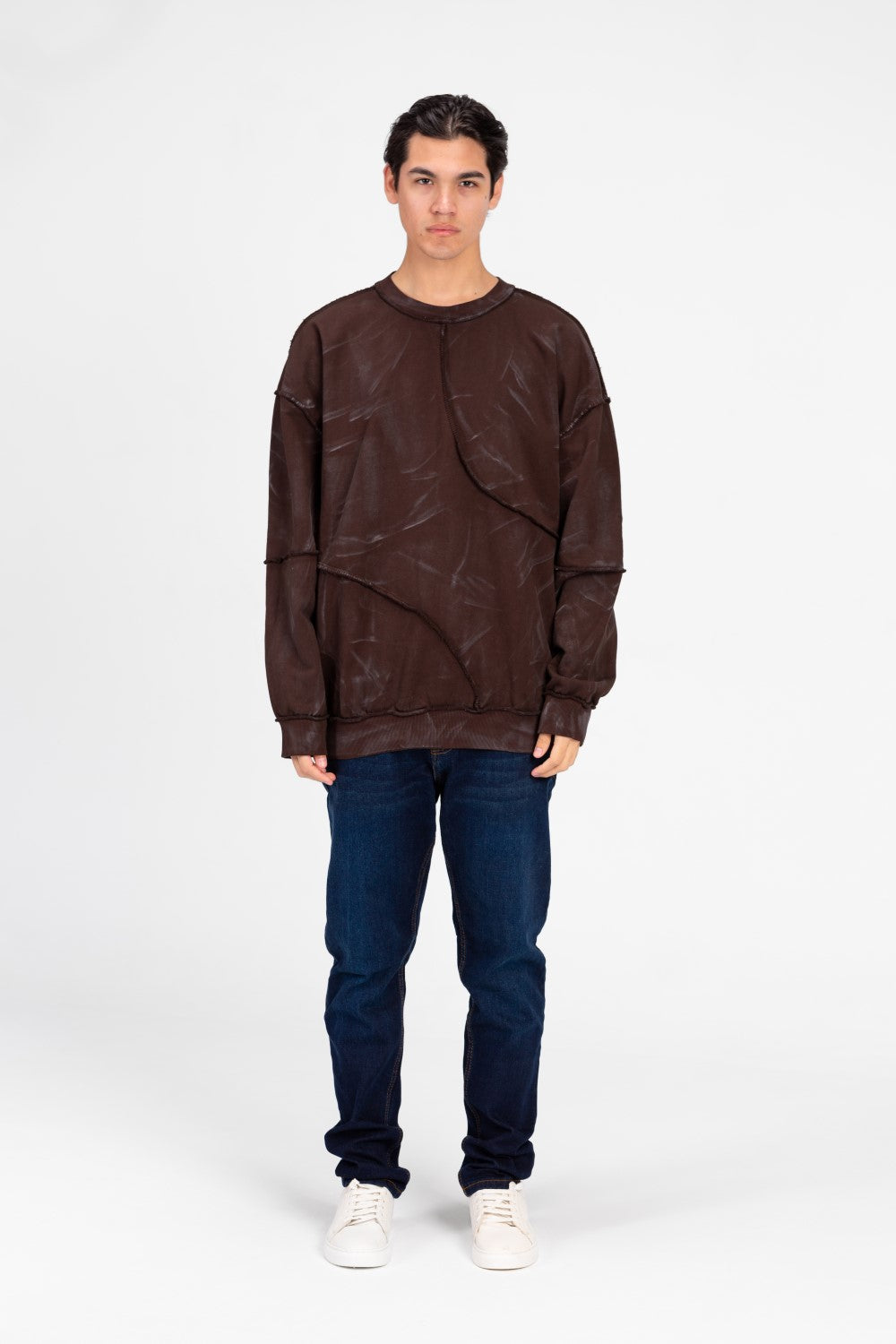 سويت شيرت رجالي كبير الحجم مطبوع برقبة دائرية