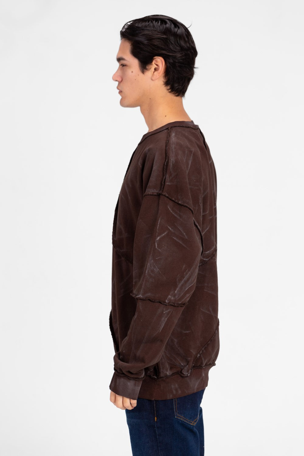 سويت شيرت رجالي كبير الحجم مطبوع برقبة دائرية