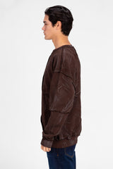 سويت شيرت رجالي كبير الحجم مطبوع برقبة دائرية