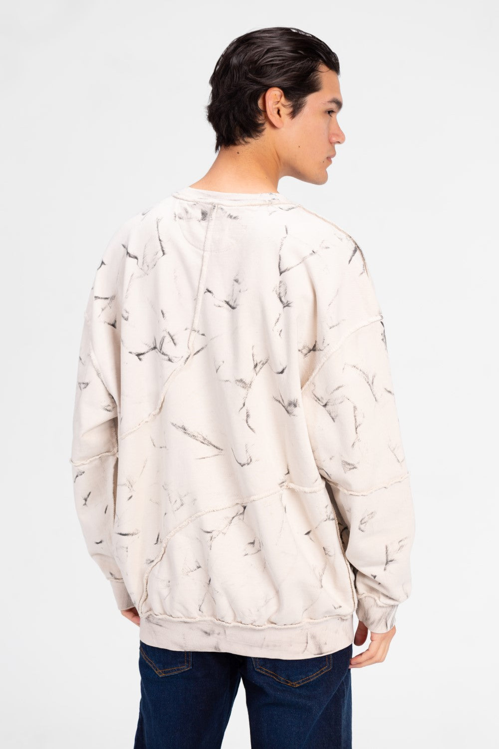 سويت شيرت رجالي كبير الحجم مطبوع برقبة دائرية