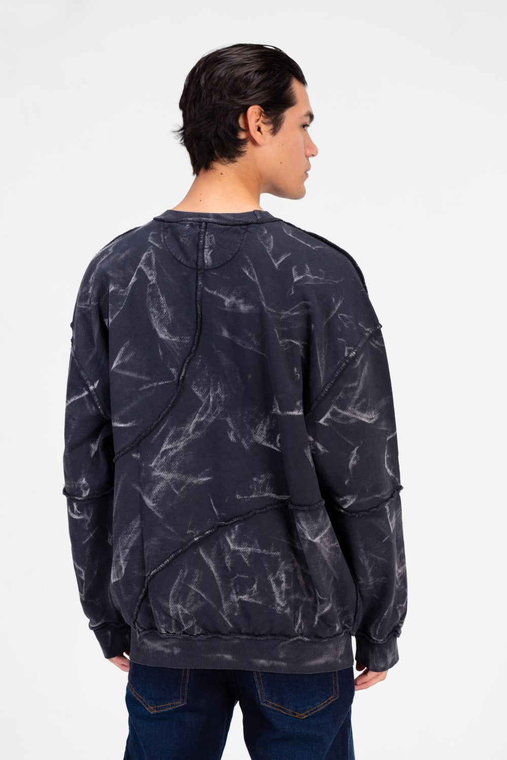 سويت شيرت رجالي كبير الحجم مطبوع برقبة دائرية