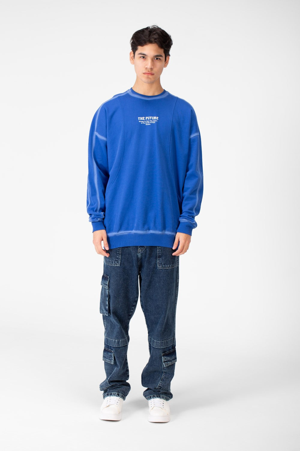 سويت شيرت رجالي كبير الحجم برقبة دائرية وقصة عصرية