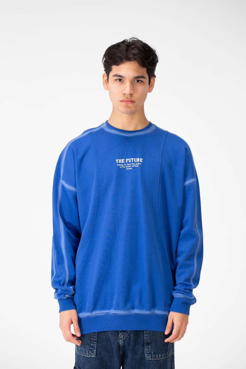 سويت شيرت رجالي كبير الحجم برقبة دائرية وقصة عصرية