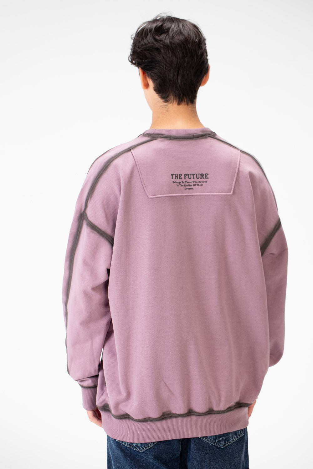 سويت شيرت رجالي كبير الحجم برقبة دائرية وقصة عصرية