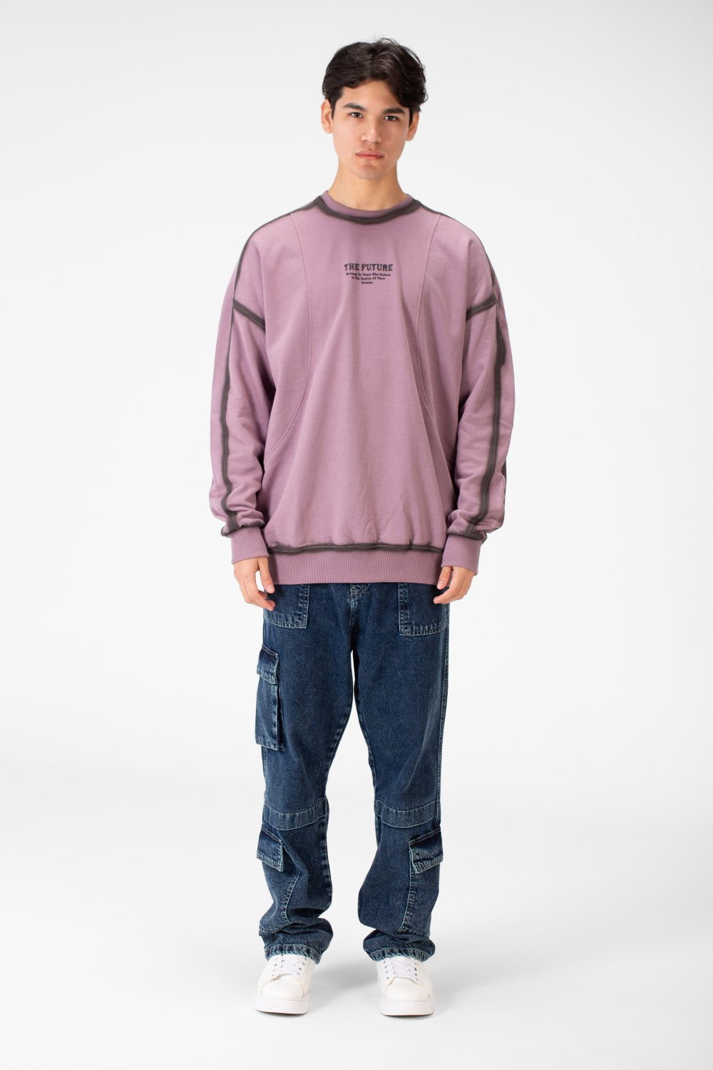 سويت شيرت رجالي كبير الحجم برقبة دائرية وقصة عصرية