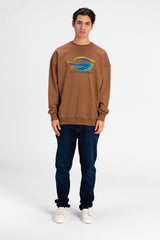 سويت شيرت رجالي كبير الحجم مطبوع برقبة دائرية