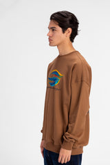 سويت شيرت رجالي كبير الحجم مطبوع برقبة دائرية