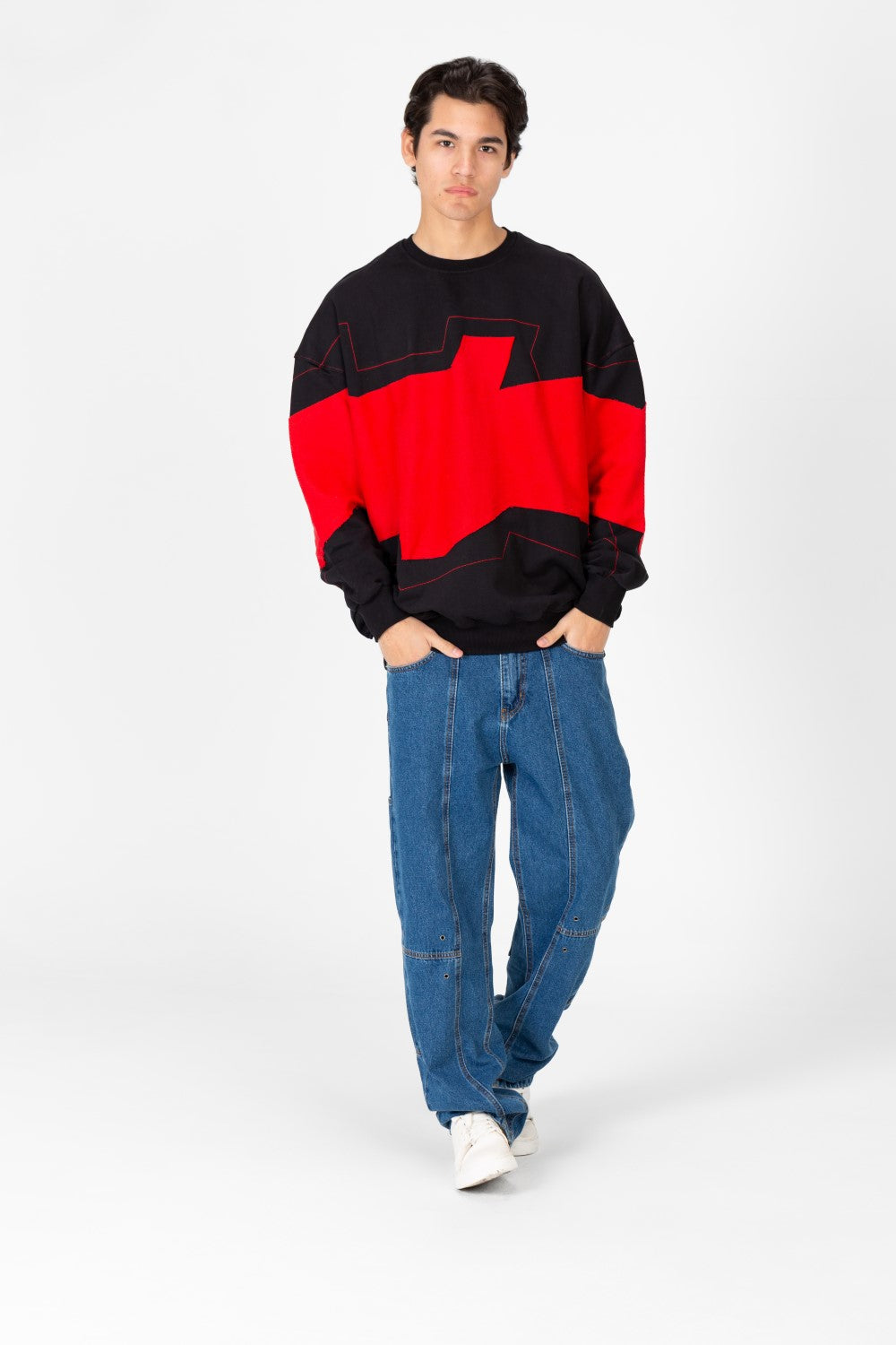 سويت شيرت رجالي دائري مطبوع كبير الحجم