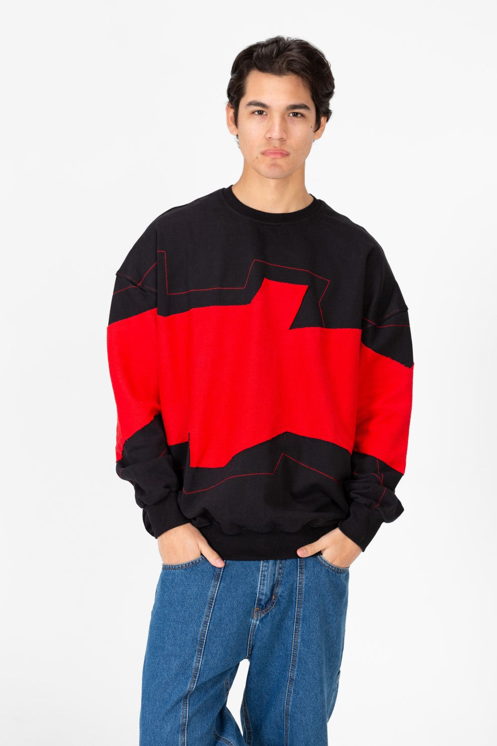 سويت شيرت رجالي دائري مطبوع كبير الحجم