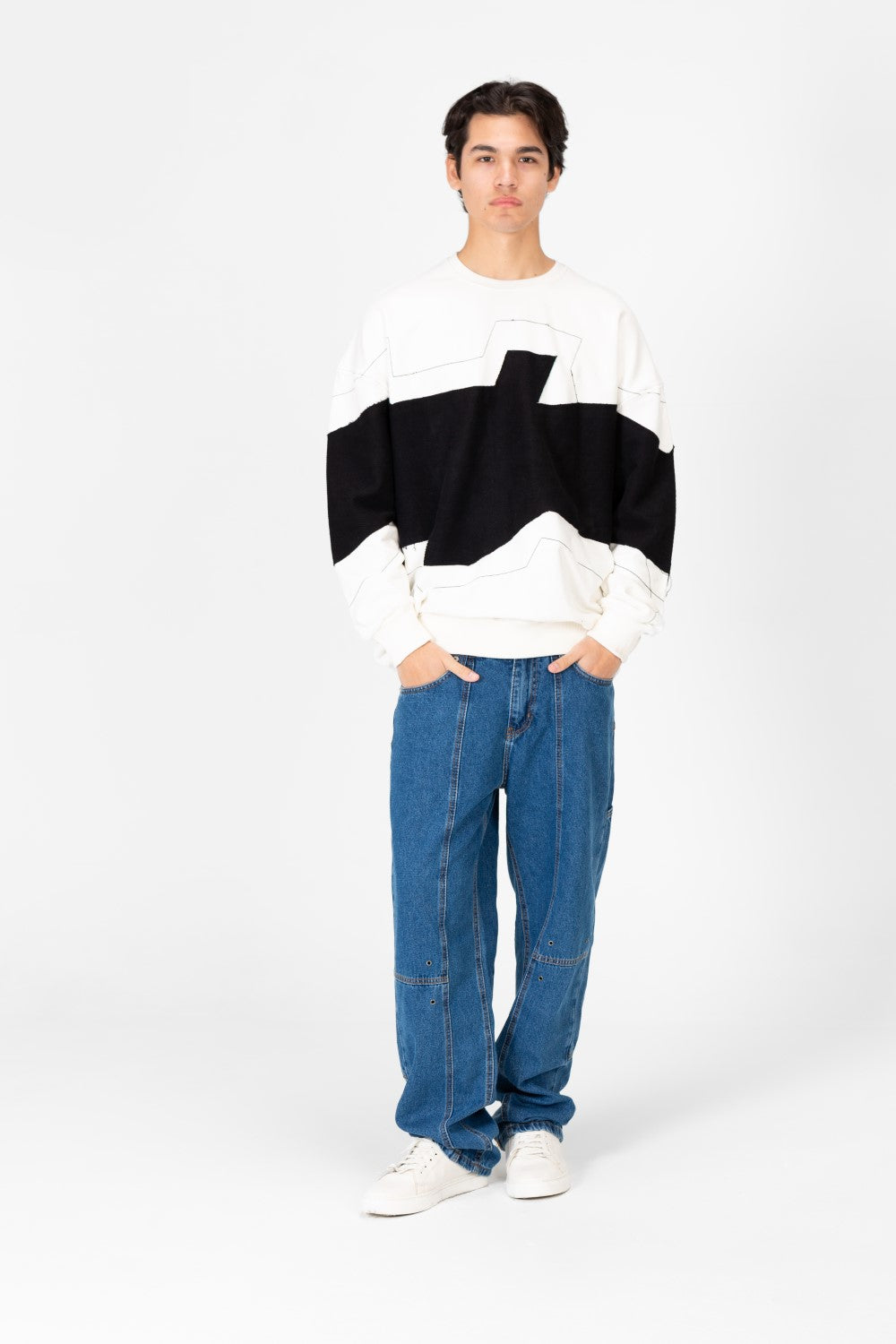 سويت شيرت رجالي دائري مطبوع كبير الحجم