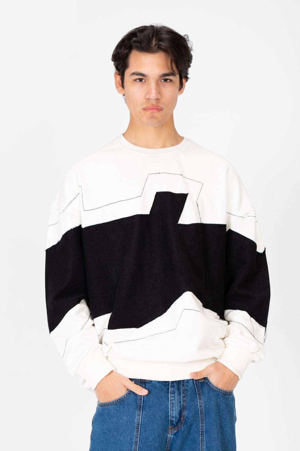 سويت شيرت رجالي دائري مطبوع كبير الحجم