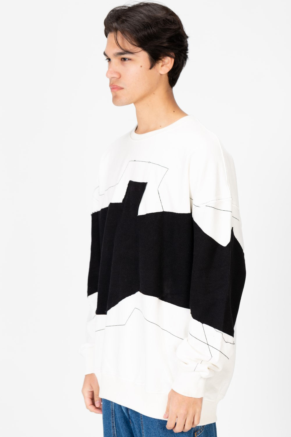 سويت شيرت رجالي دائري مطبوع كبير الحجم