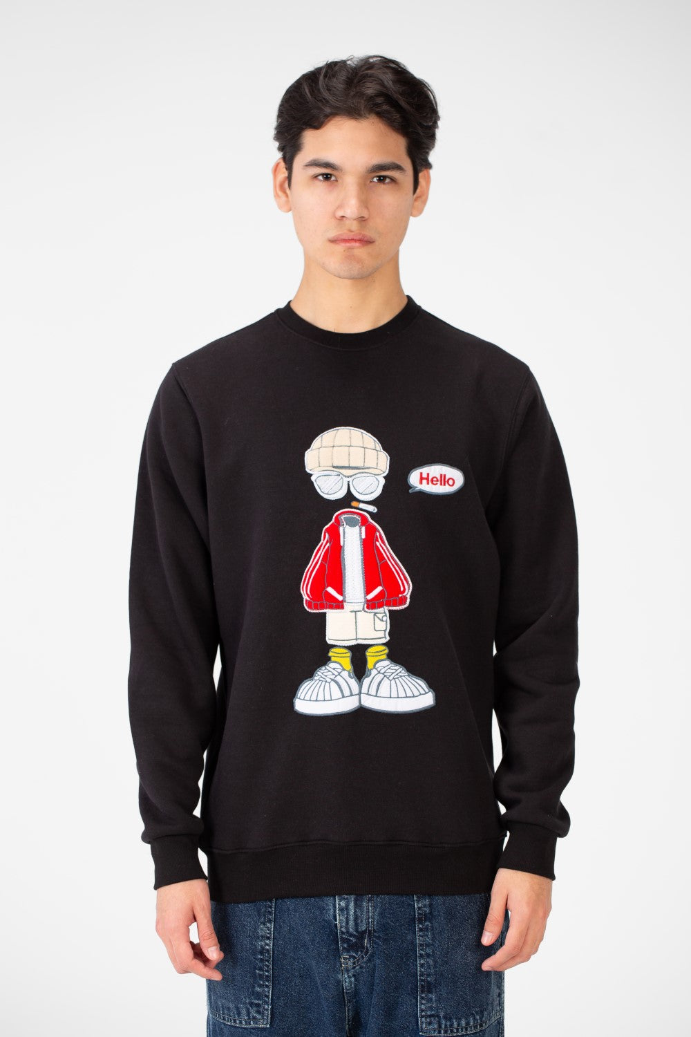 سويت شيرت رجالي برقبة مستديرة وطبعة أمامية