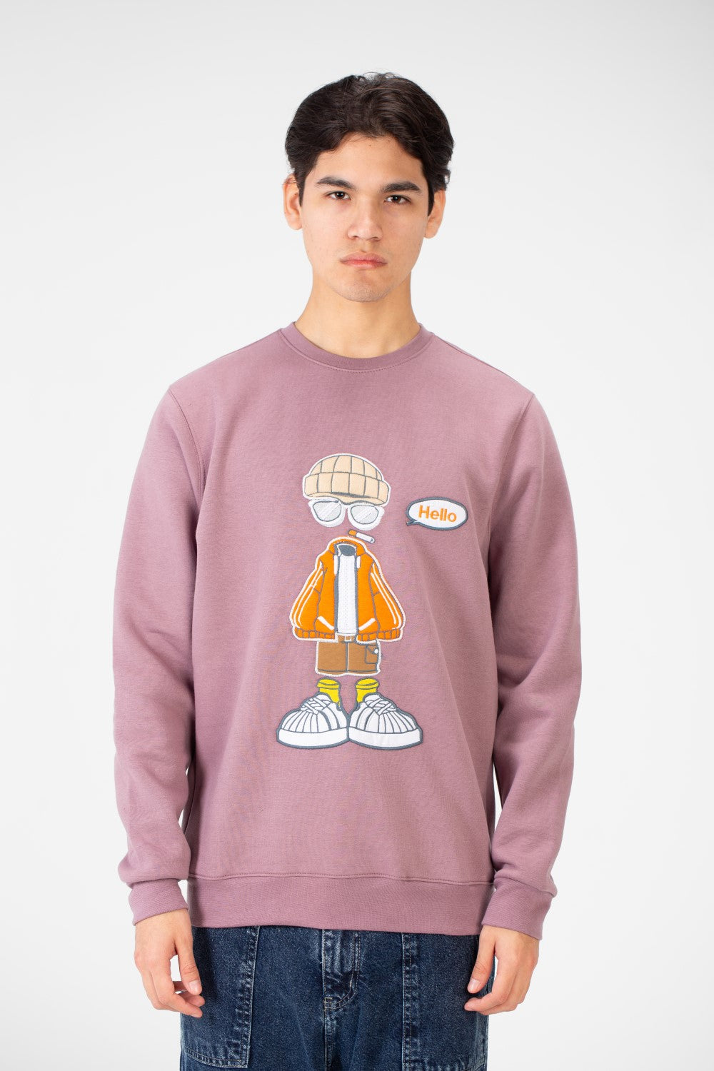 سويت شيرت رجالي برقبة مستديرة وطبعة أمامية