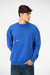 سويت شيرت رجالي كبير الحجم مطبوع برقبة دائرية