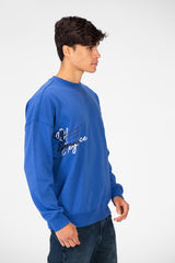 سويت شيرت رجالي كبير الحجم مطبوع برقبة دائرية