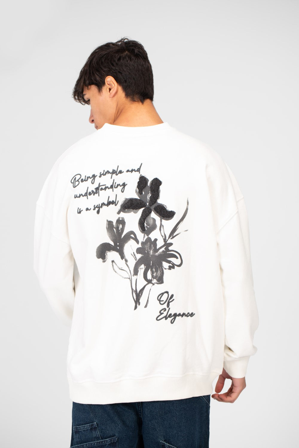 سويت شيرت رجالي كبير الحجم مطبوع برقبة دائرية