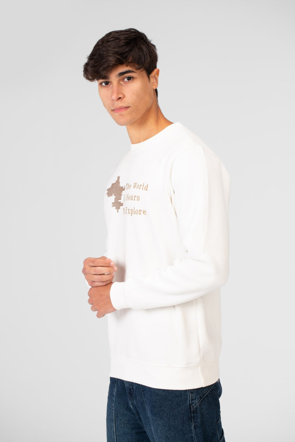 سويت شيرت رجالي بطبعة جرافيكية ورقبة دائرية