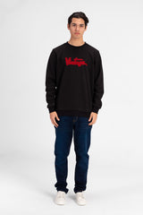 سويت شيرت رجالي برقبة دائرية وطبعة نص أمامية