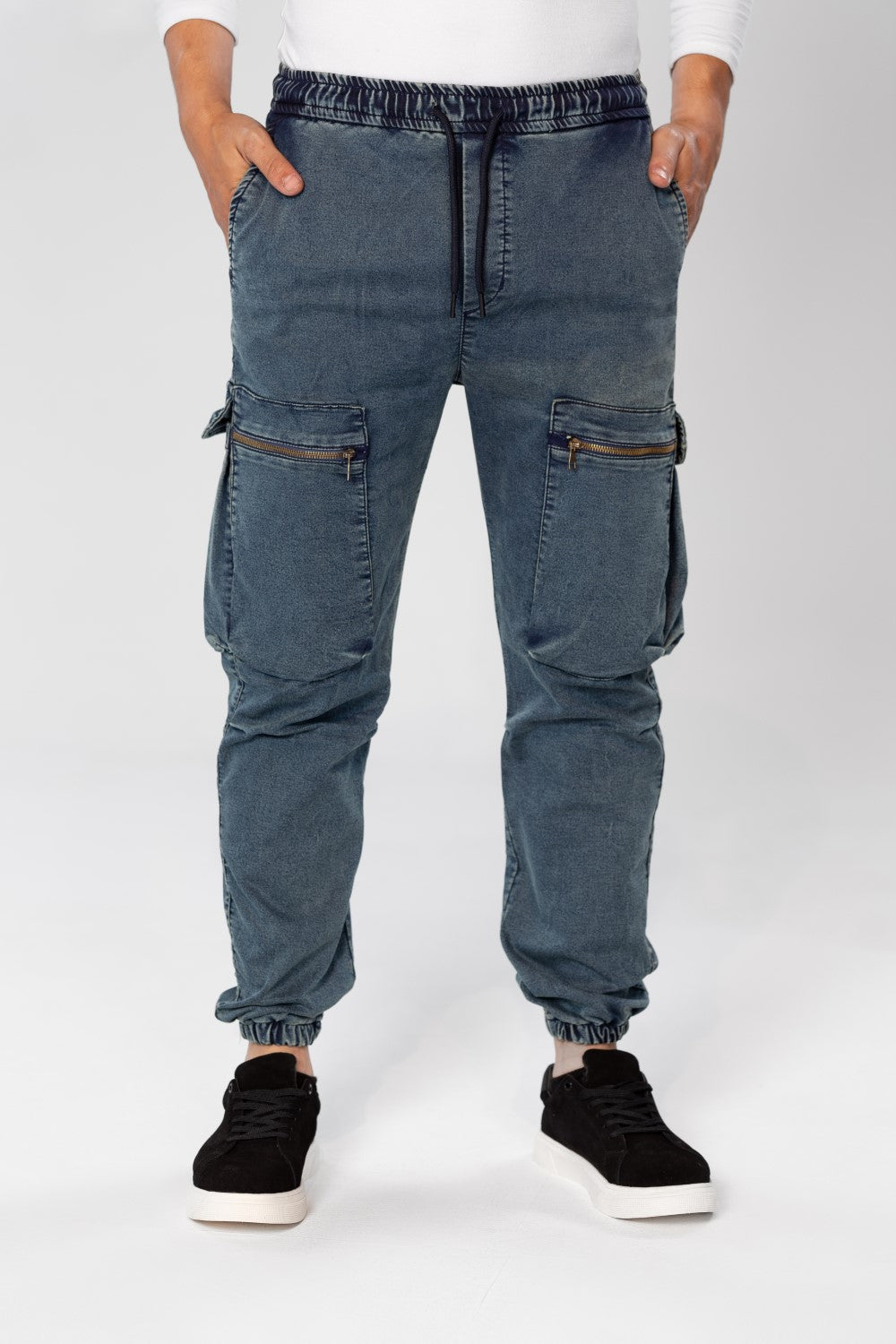 Men's Slim Fit Sherwal Jeans Pants With Front Zipper Pockets