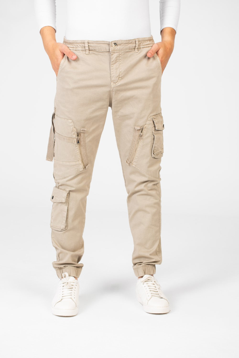 Men's Slim Fit Gabardine Sherwal Pants With Front Zip Pockets
