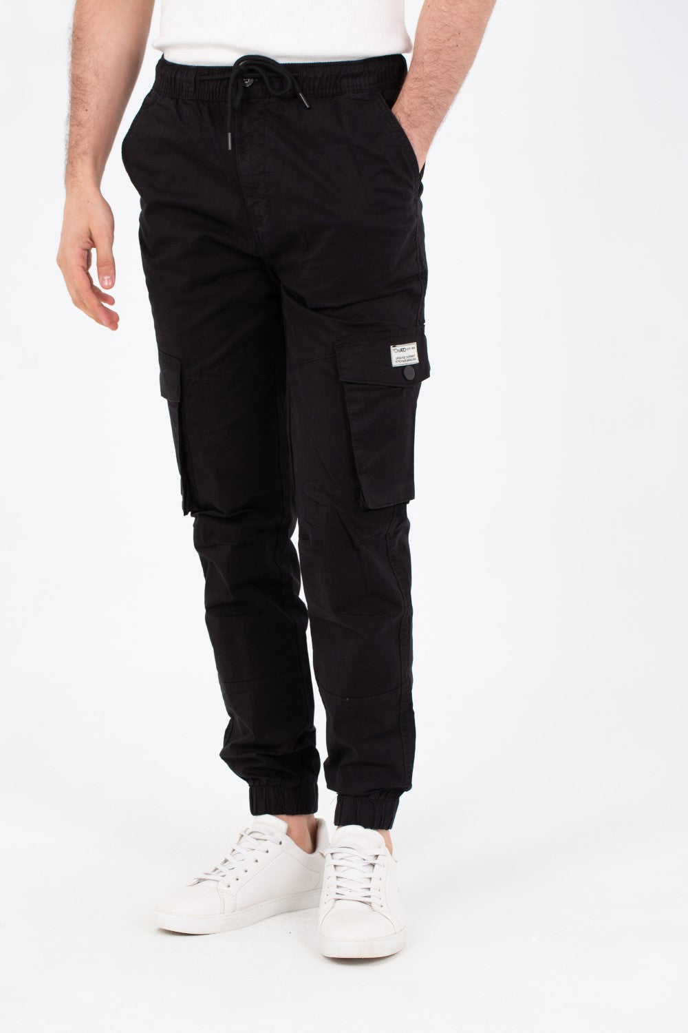 Mens Gabardine Pants With Elastic Waistband And Modern Side Pockets