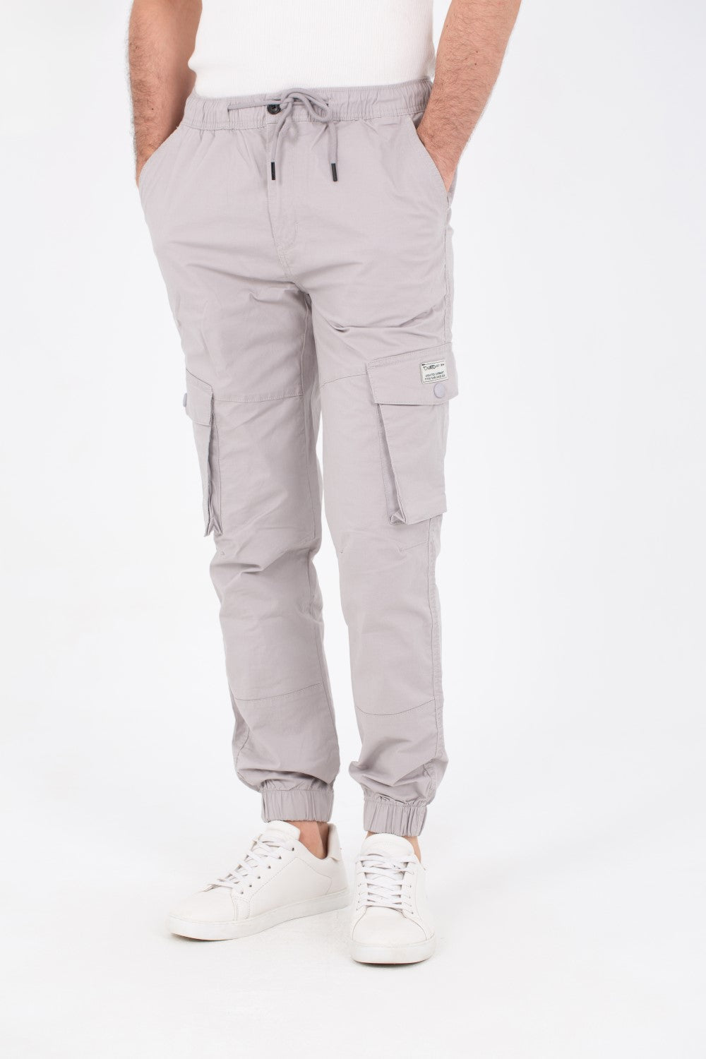Mens Gabardine Pants With Elastic Waistband And Modern Side Pockets
