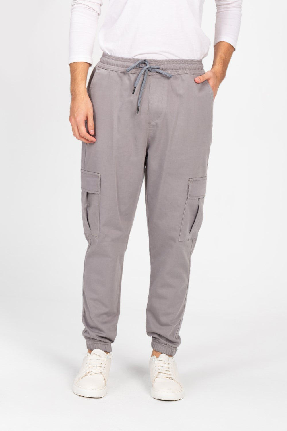 بنطلون شروال جبردين رجالي بحزام خصر مطاطي وجيوب جانبية